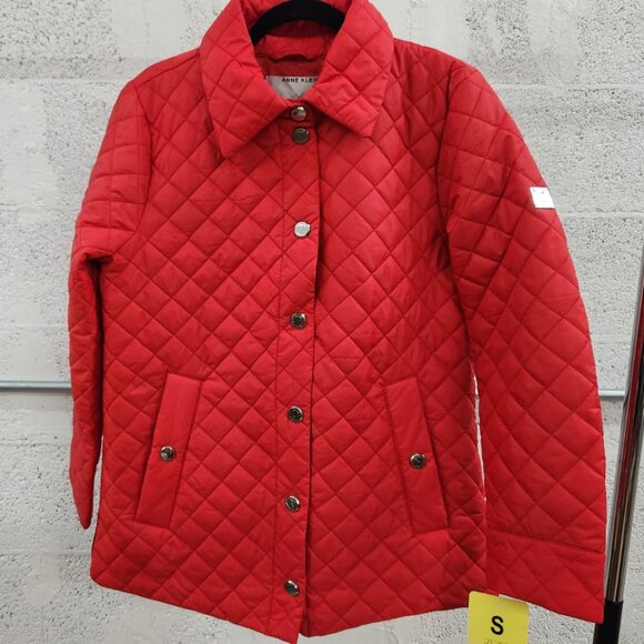 NWT Anne Klein Women’s Red Quilted Snap-Front Jacket – Size S - Picture 4 of 16